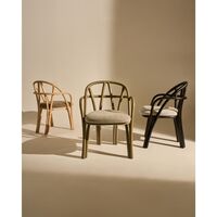 Bistra Spisebordsstol Med Armlæn Natural Lakeret Rattan/Fustagno Limonta 002