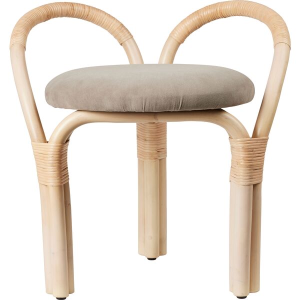 Bistra Hocker Naturlackiertes Rattan/Fustagno Limonta 002