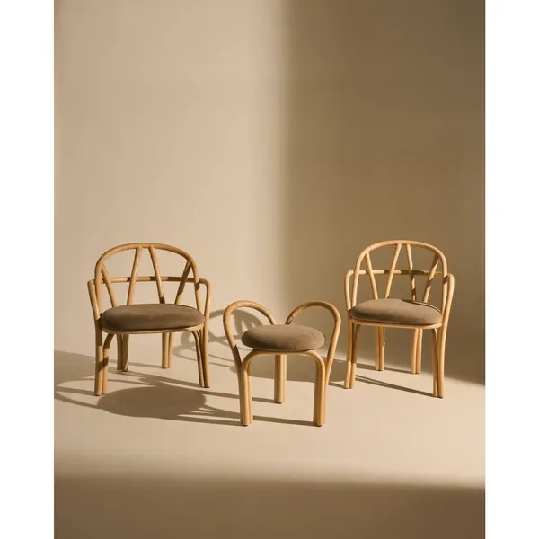 Bistra Stool Natural Lacquered Rattan/Fustagno Limonta 002