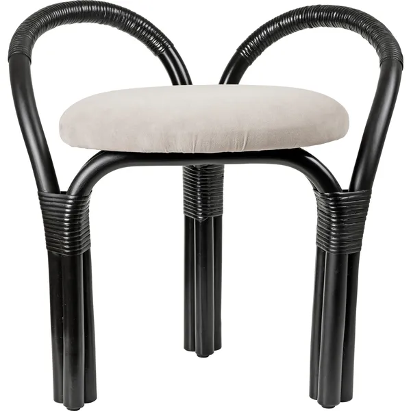 Bistra Stool Ebony Painted Rattan/Fustagno Limonta 001
