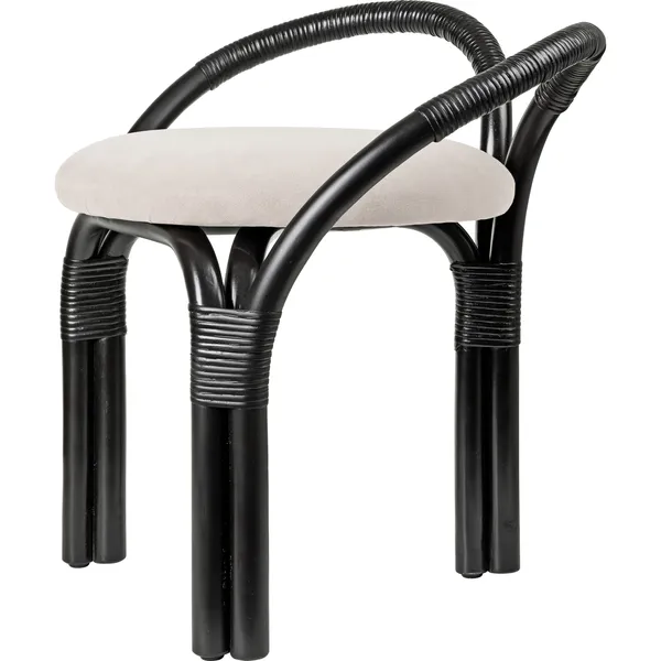 Bistra Stool Ebony Painted Rattan/Fustagno Limonta 001