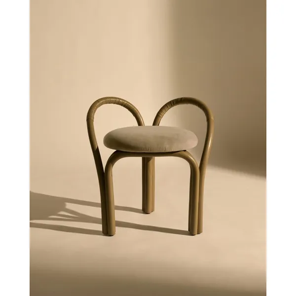Bistra Stool Olive Stained Rattan/Fustagno Limonta 003