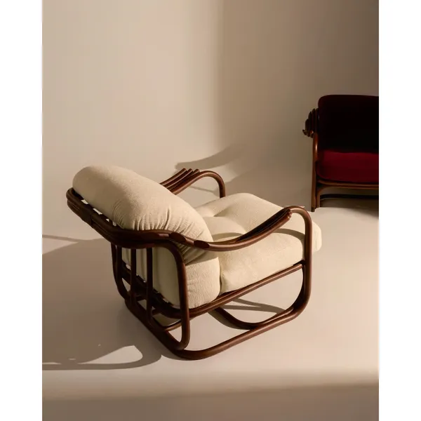 Poltrone Tria Armchair Dark Rattan/Bouclé 001