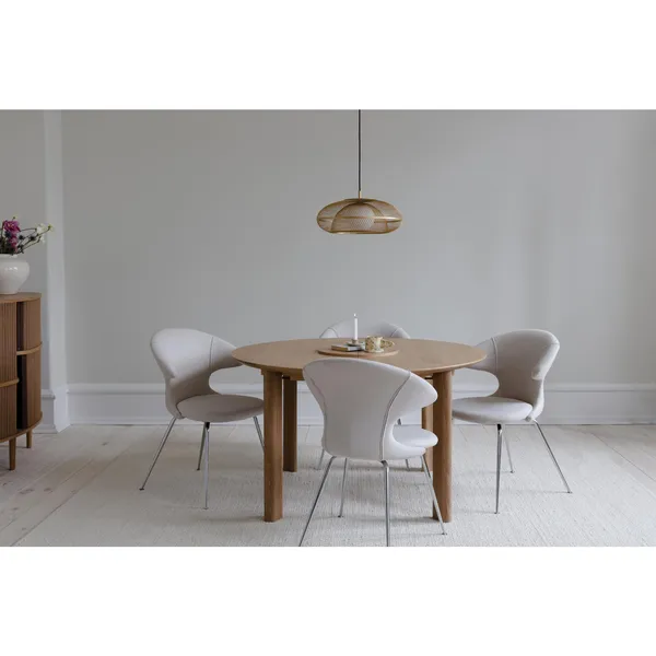 Comfort Circle Ripples Eettafel met Uitschuifbaar Eiken/ Wit/Staal