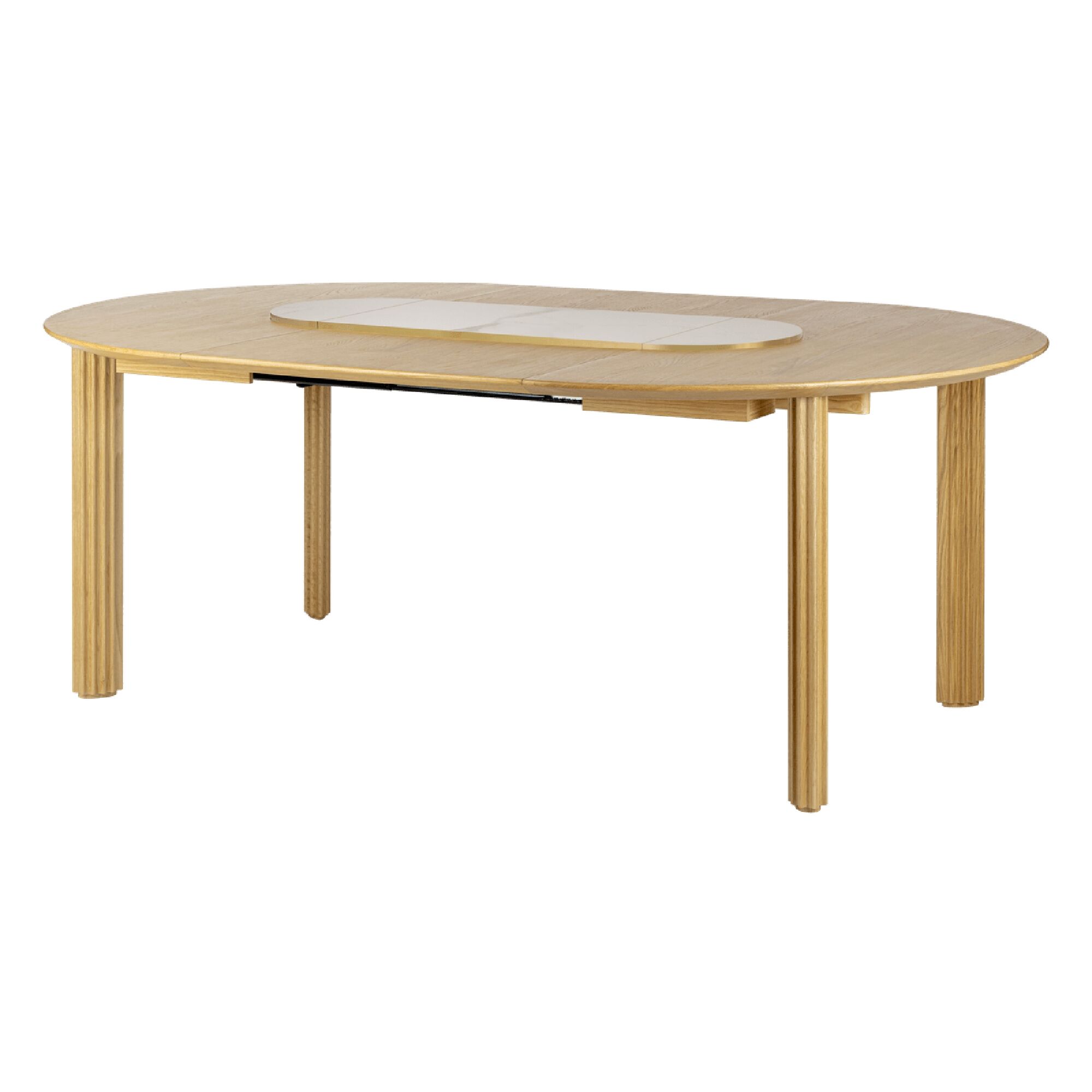 Comfort Circle Ripples Spisebord Med Udtrk Eg/Hvid/Messing