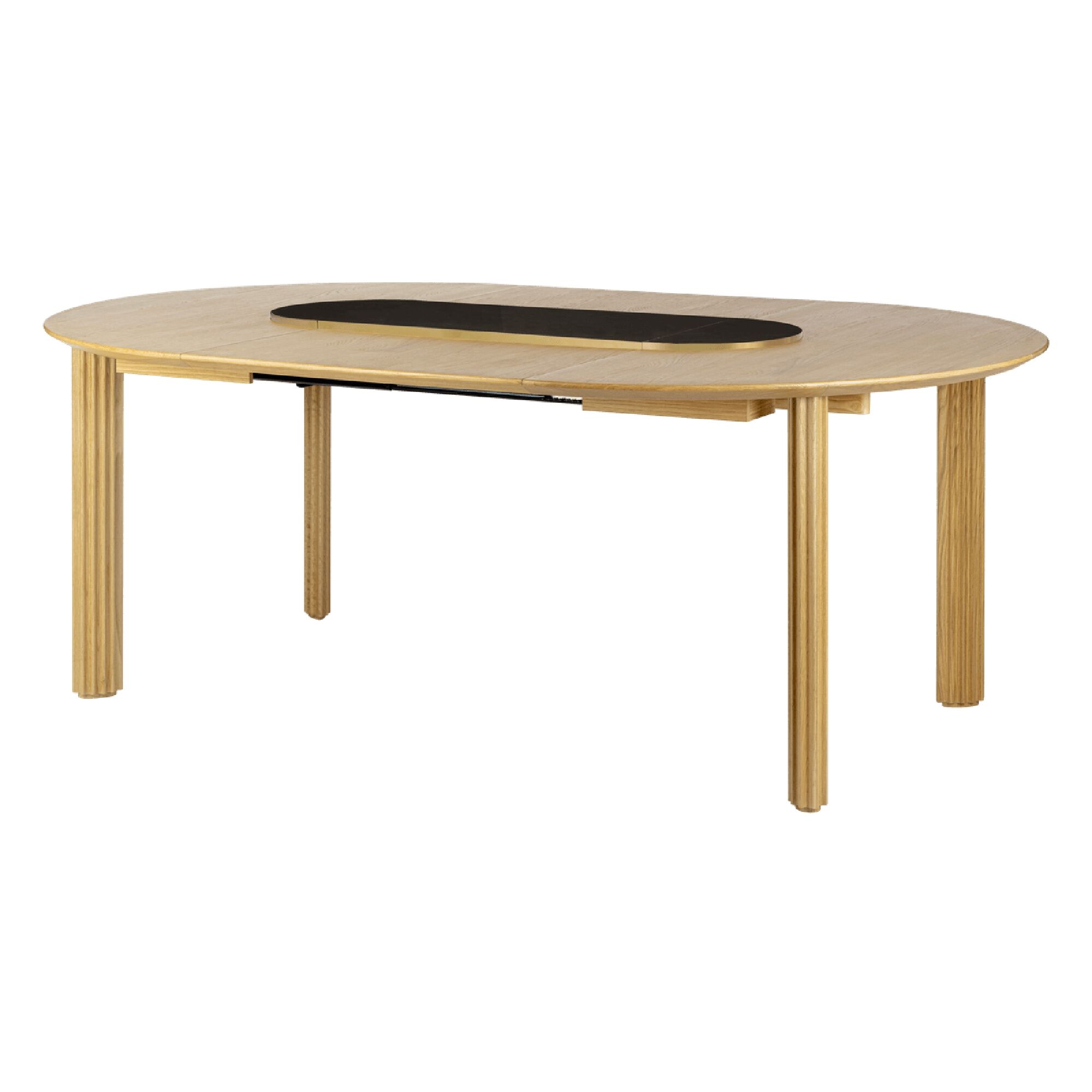 Comfort Circle Ripples Spisebord Med Udtrk Eg/Sort/Messing