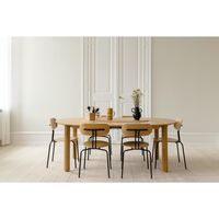 Comfort Circle Smooth Dining Table With Extension Oak/ White/ Brass