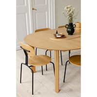 Comfort Circle Smooth Dining Table With Extension Oak/ White/ Brass
