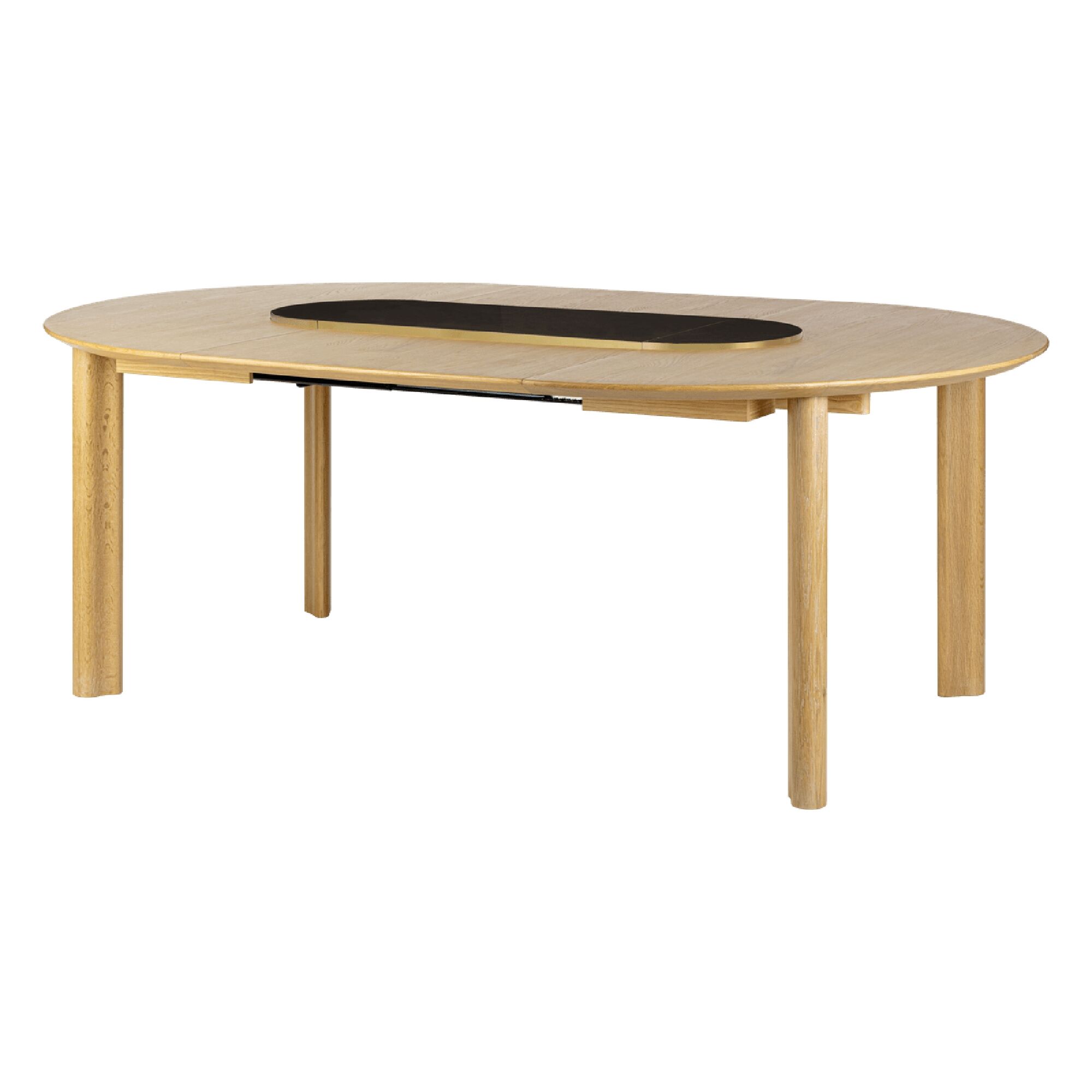Comfort Circle Smooth Spisebord Med Udtrk Eg/Sort/Messing