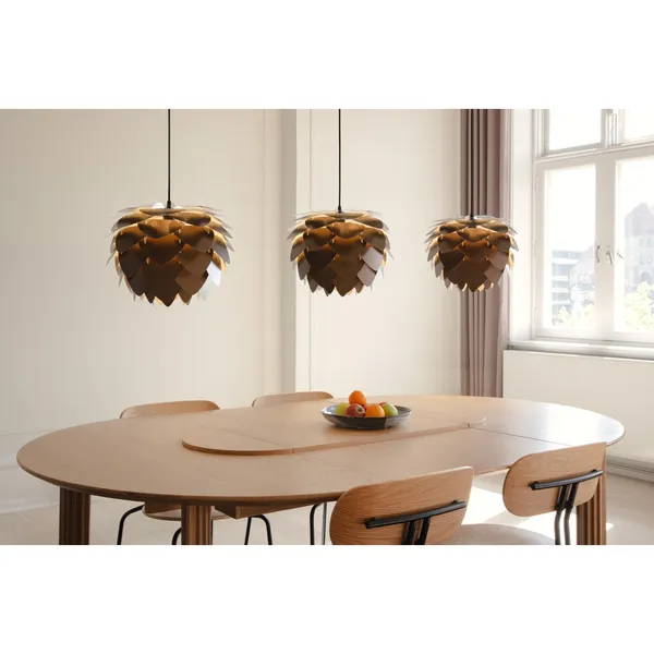 Comfort Circle Smooth Spisebord med Forlengelse Eik/ Sort/ Messing