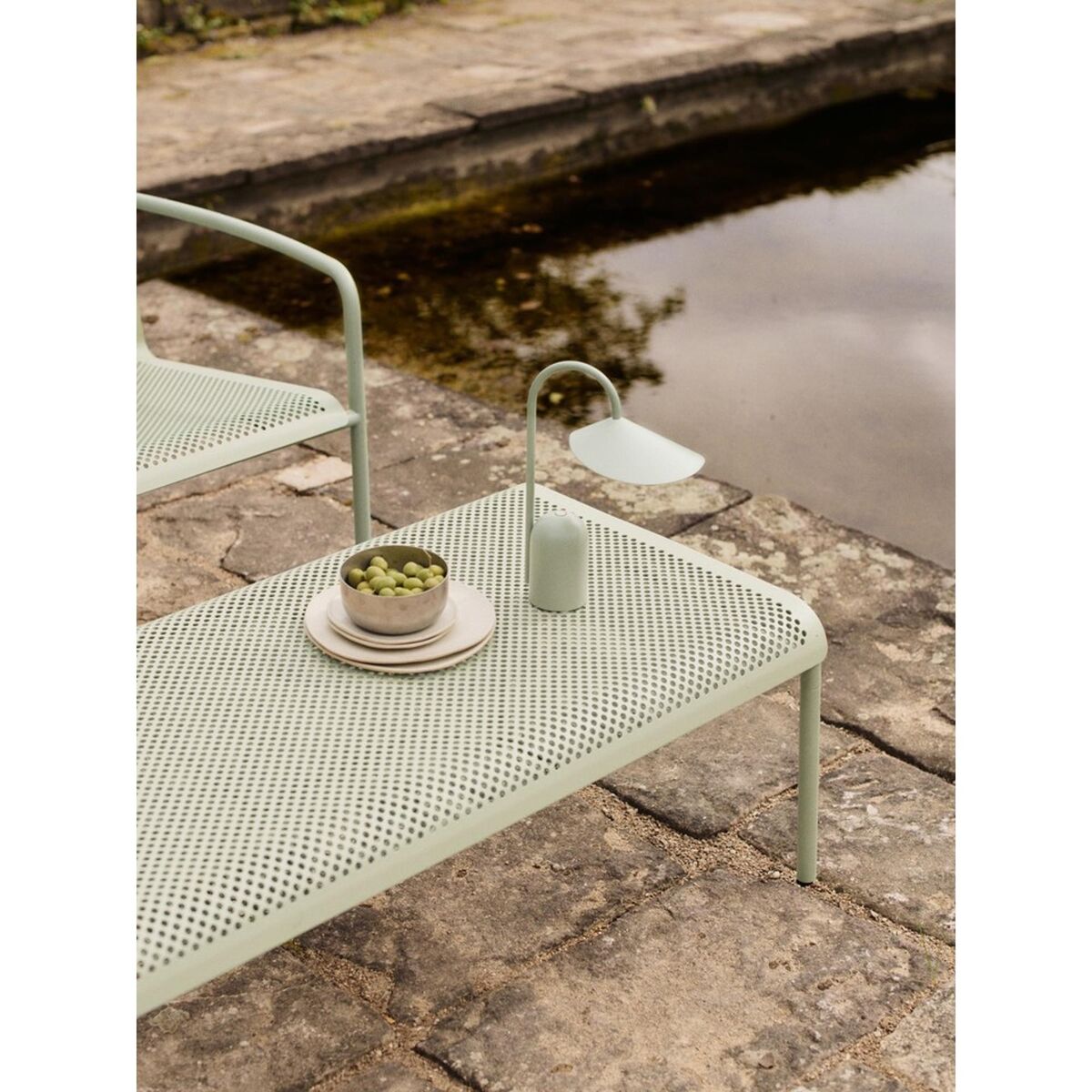 Tavolo da Giardino Basso Dapple di 114x57 Verde Tè