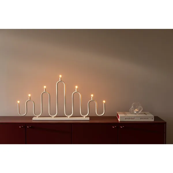 Noel 7 Advent Kaarshouder/Draagbare Lamp Ivoorwit