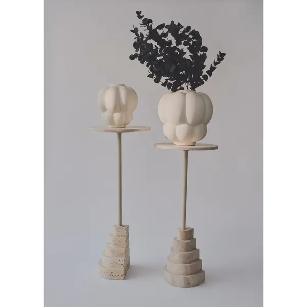 SOLUM Side Table H67 Light Sand/Travertine