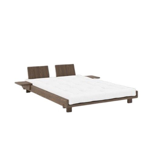 Social Sengeramme med 2 Ryggstøtter og Sidebord 140×200 Johannesbrunt