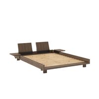 Social Bed Frame With 2 Backrests & Side Table 140x200 Carob Brown