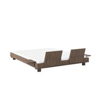 Social Bed Frame With 2 Backrests & Side Table 160x200 Carob Brown
