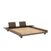 Social Bed Frame With 2 Backrests & Side Table 160x200 Carob Brown