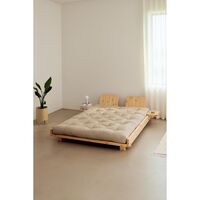 Social Bed Frame With 2 Backrests & Side Table 160x200 Carob Brown