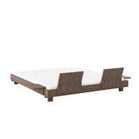 Social Bed Frame With 2 Backrests & Side Table 180x200 Carob Brown