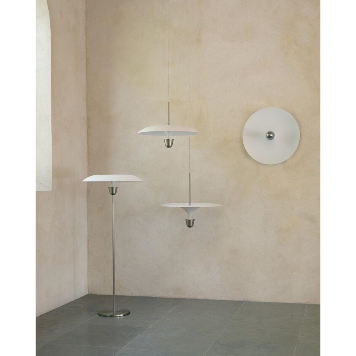 Kantarell Pendelleuchte Ø60 Aluminium/ Weiß