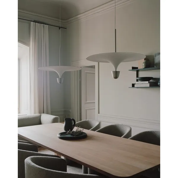 Kantarell Pendelleuchte Ø60 Aluminium/ Weiß