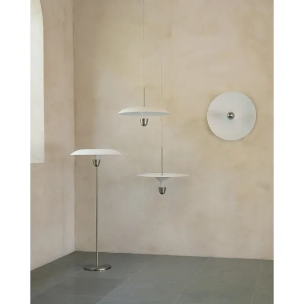 Kantarell Pendelleuchte Ø55 Aluminium/ Weiß