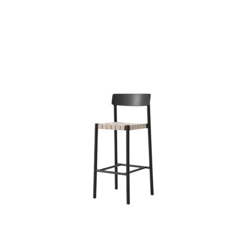 Betty TK15 Barstol Sortlakeret Ask/Natural Linnedflet