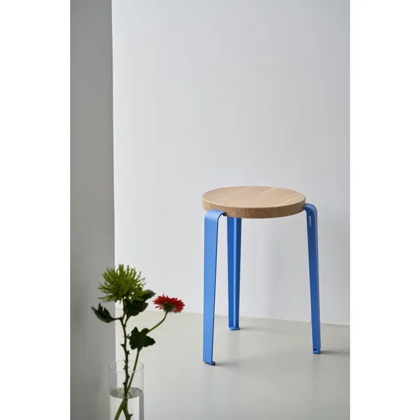 LOU Stool Stained Oak/Azure Blue