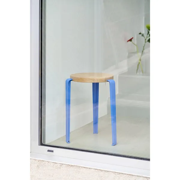 LOU Stool Stained Oak/Azure Blue