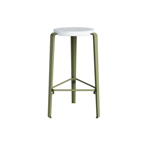 MI LOU Stool Recycled Plastic White/Khaki Green