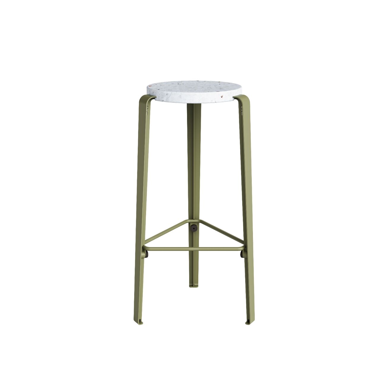 BIG LOU Skammel Genanvendt Plastik Hvid/Khaki Green