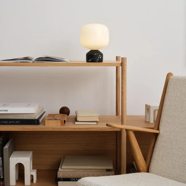 Meemo Bærbar Lampe Sort Marmor