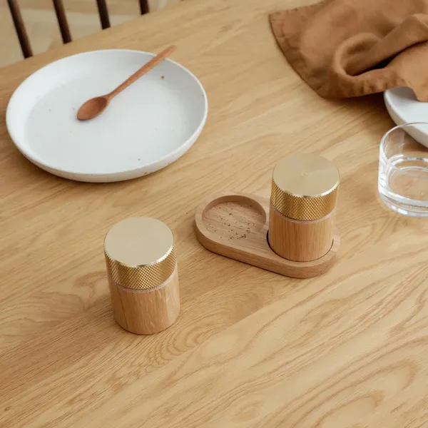 Sina Salt & Pepper Mill Oak/ Brass