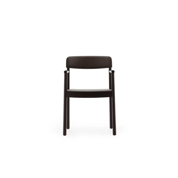 Timb Dining Chair With Armrests Upholstered Brown/Chocolate Leather