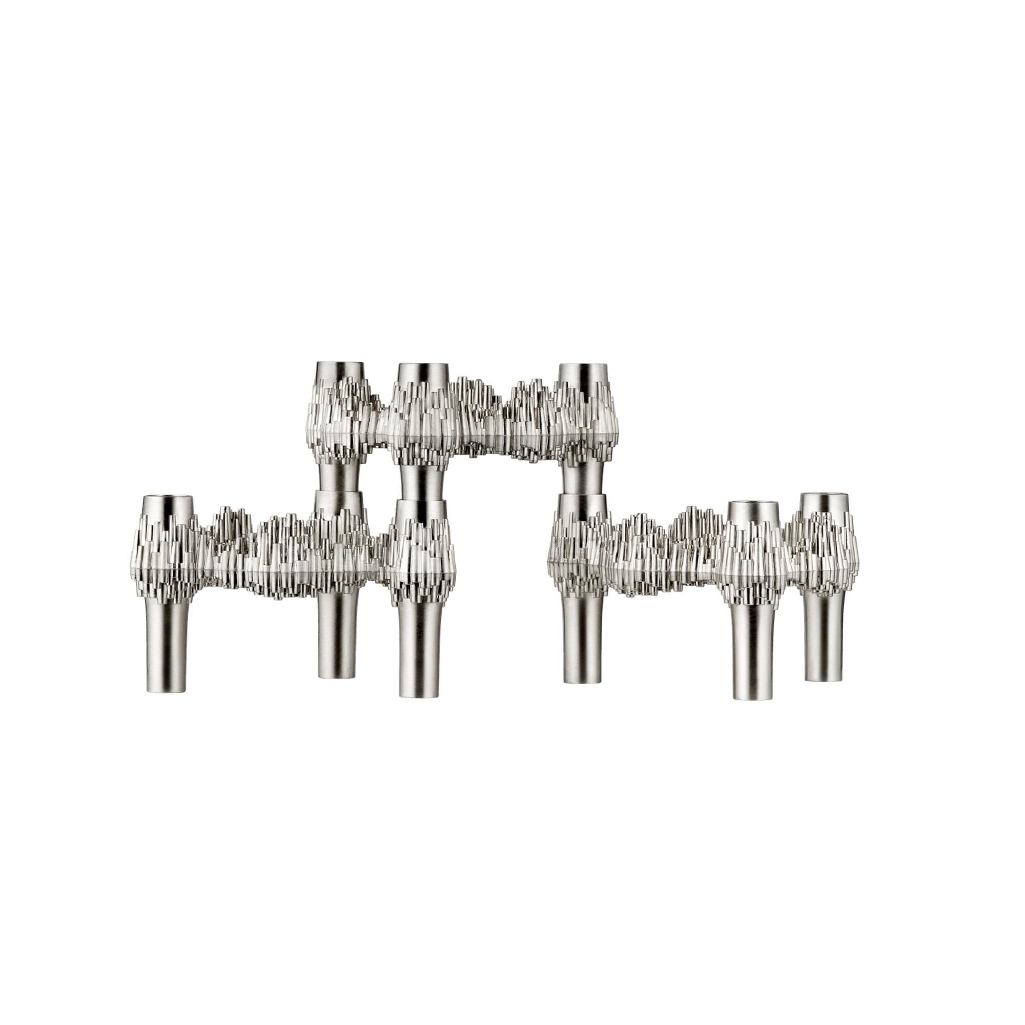 Quist Bougeoirs, Lot de 3, Finition Chrome Brossé