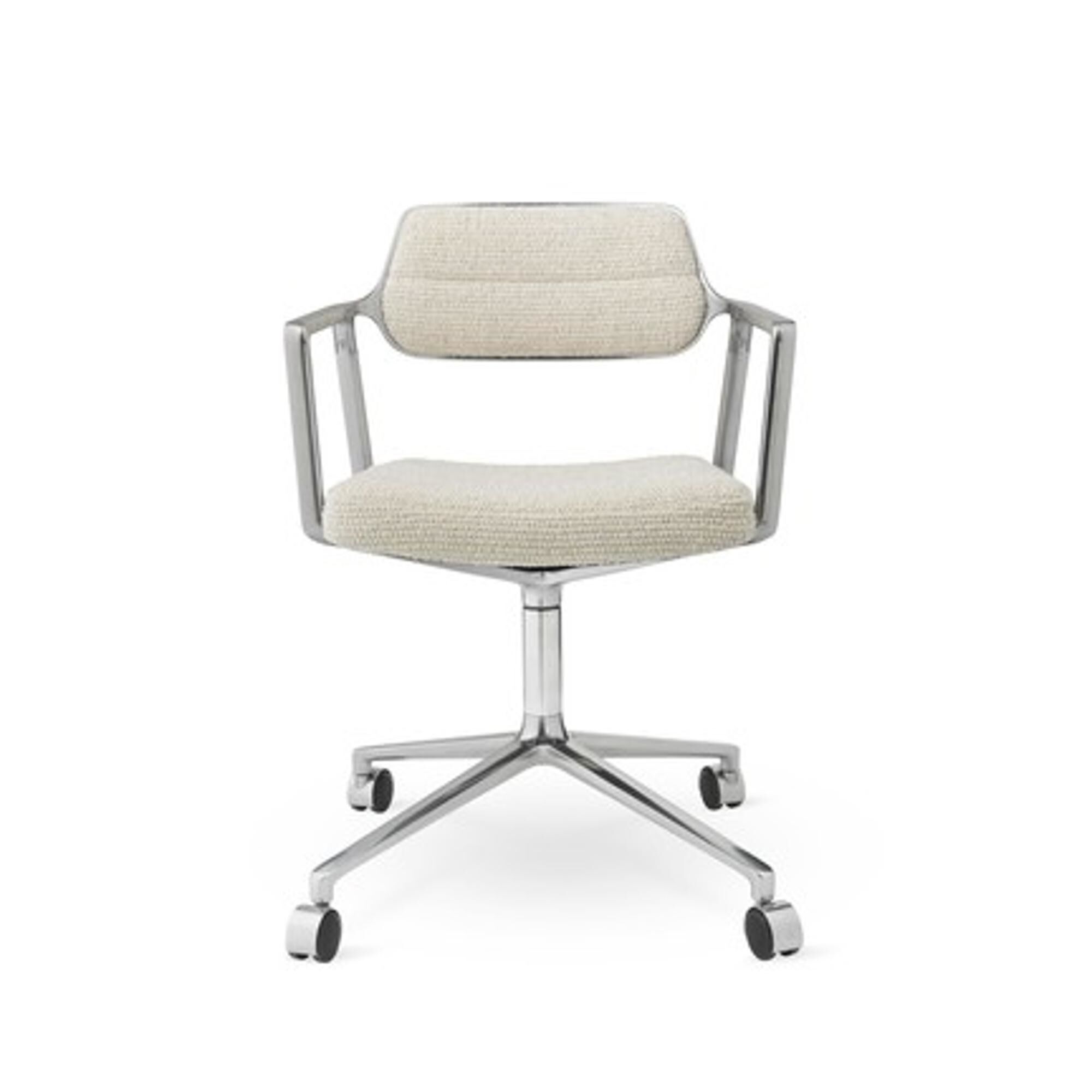 453 Svingstol med Hjul Aluminium/ Bølgete Off White/ Lysegrå