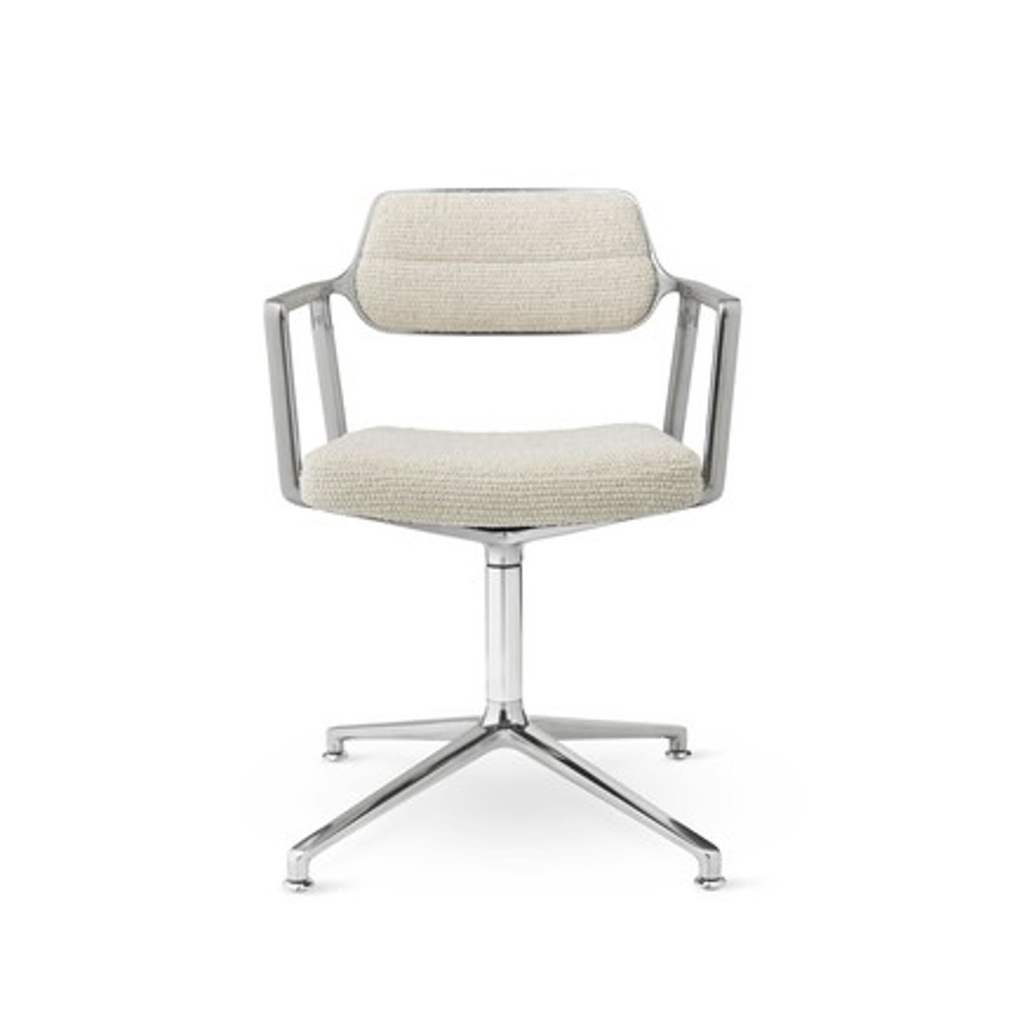453 Svingstol med Gulvglidere Aluminium/ Bølget Off White/ Lysegrå
