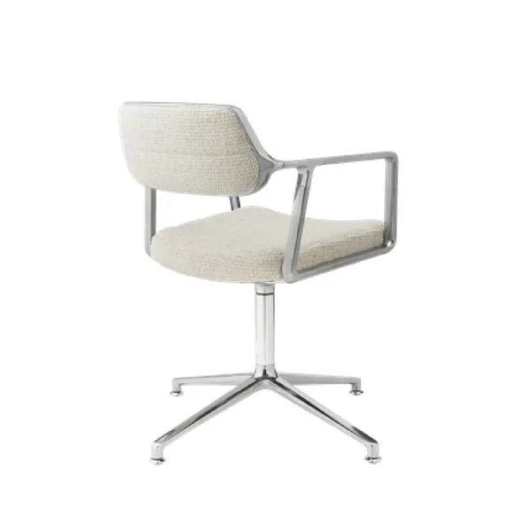 453 Svingstol med Gulvglidere Aluminium/ Bølget Off White/ Lysegrå