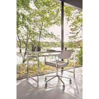 453 Svingstol med Gulvglidere Aluminium/ Bølget Off White/ Lysegrå