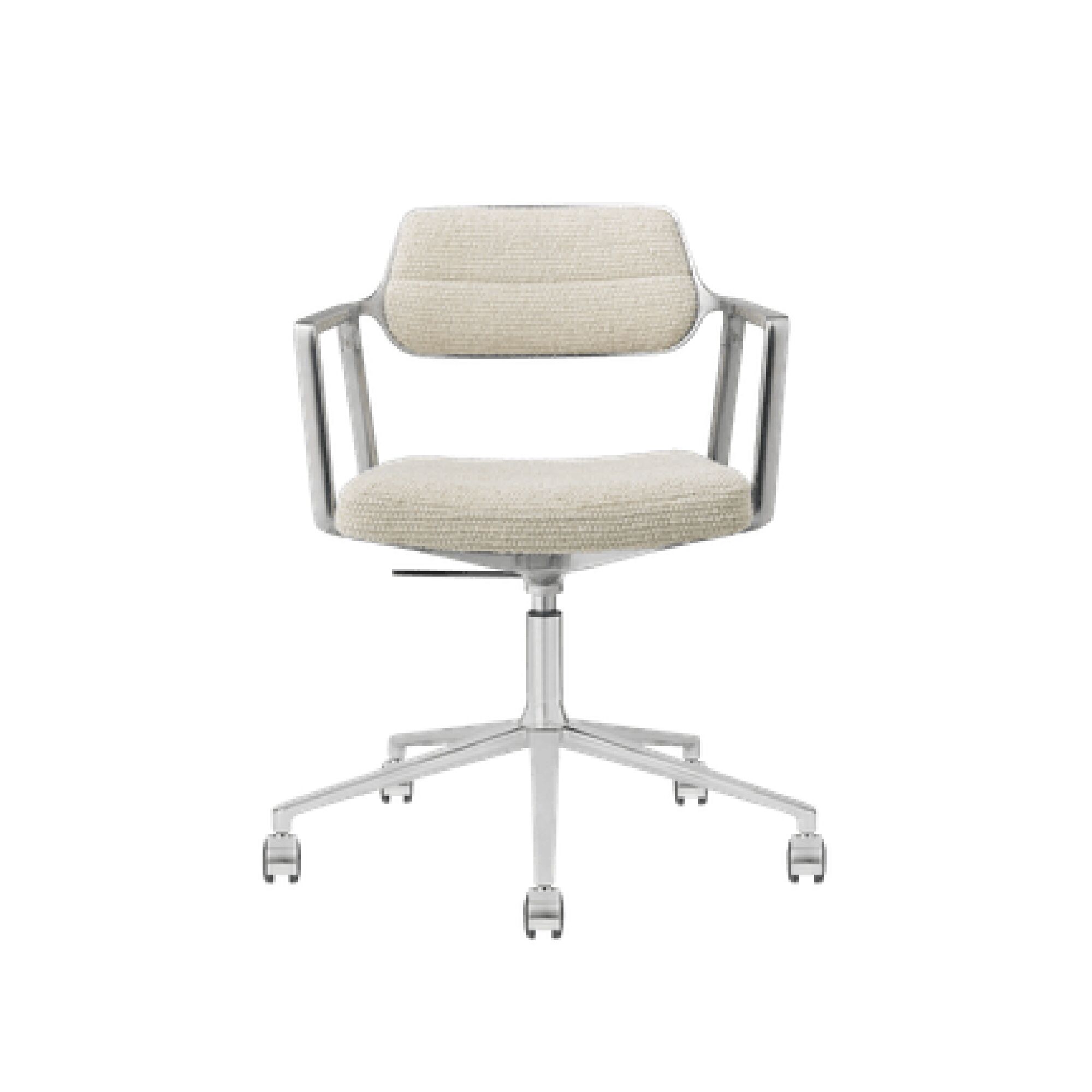 Chaise Pivotante 453 Swivel+ à Roulettes, Aluminium/ondulé, Blanc Cassé/ Gris Clair