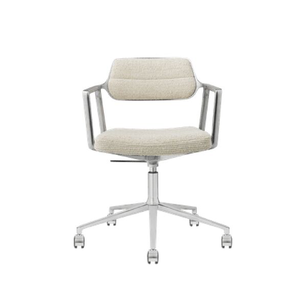 453 Swivel+ Swivel Chair With Wheels Aluminum/Wavy Off White/ Light Gray