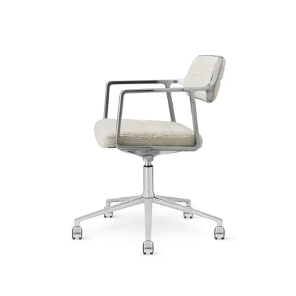 453 Swivel+ Drejestol Med Hjul Aluminium/Wavy Off White/Lysegrå