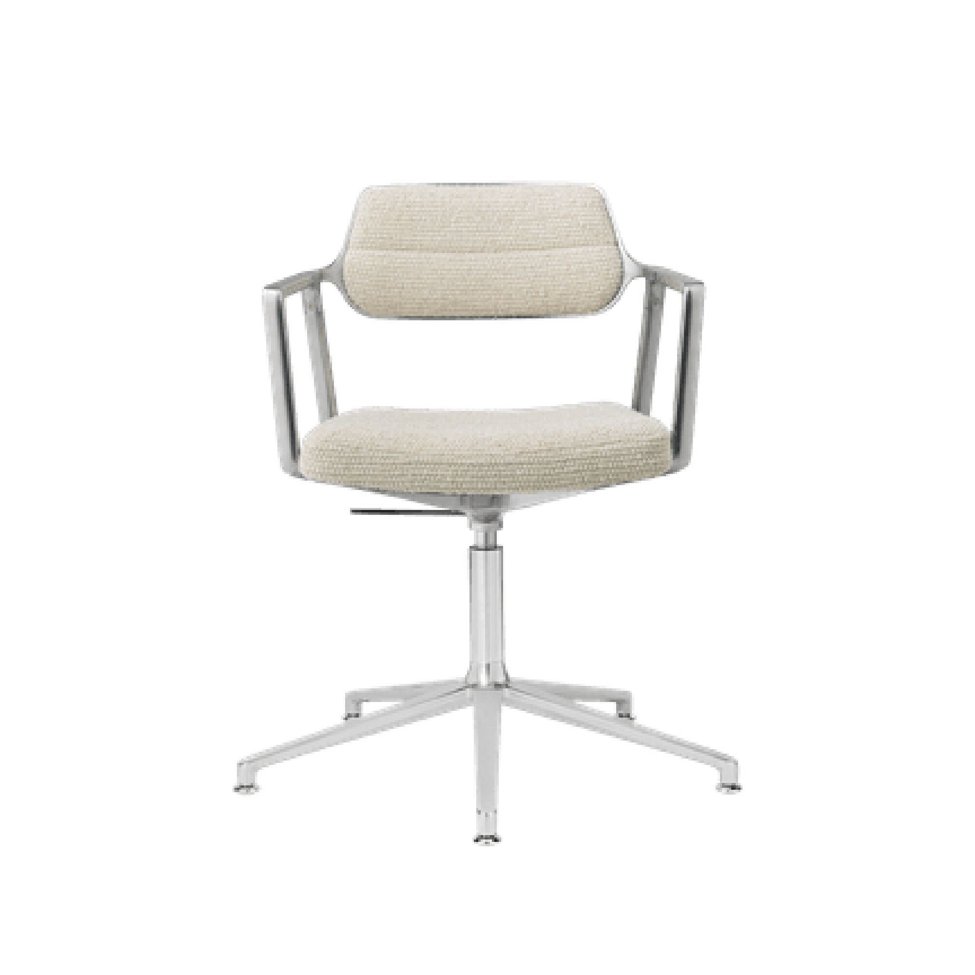 453 Swivel+ Drejestol Med Gulvglidere Aluminium/Wavy Off White/Lysegr