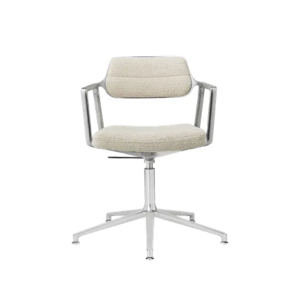 453 Swivel+ Drejestol Med Gulvglidere Aluminium/Wavy Off White/Lysegrå
