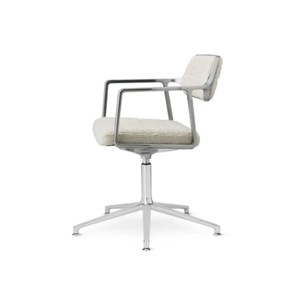 453 Swivel+ Drejestol Med Gulvglidere Aluminium/Wavy Off White/Lysegrå