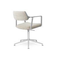 453 Swivel+ Drejestol Med Gulvglidere Aluminium/Wavy Off White/Lysegrå