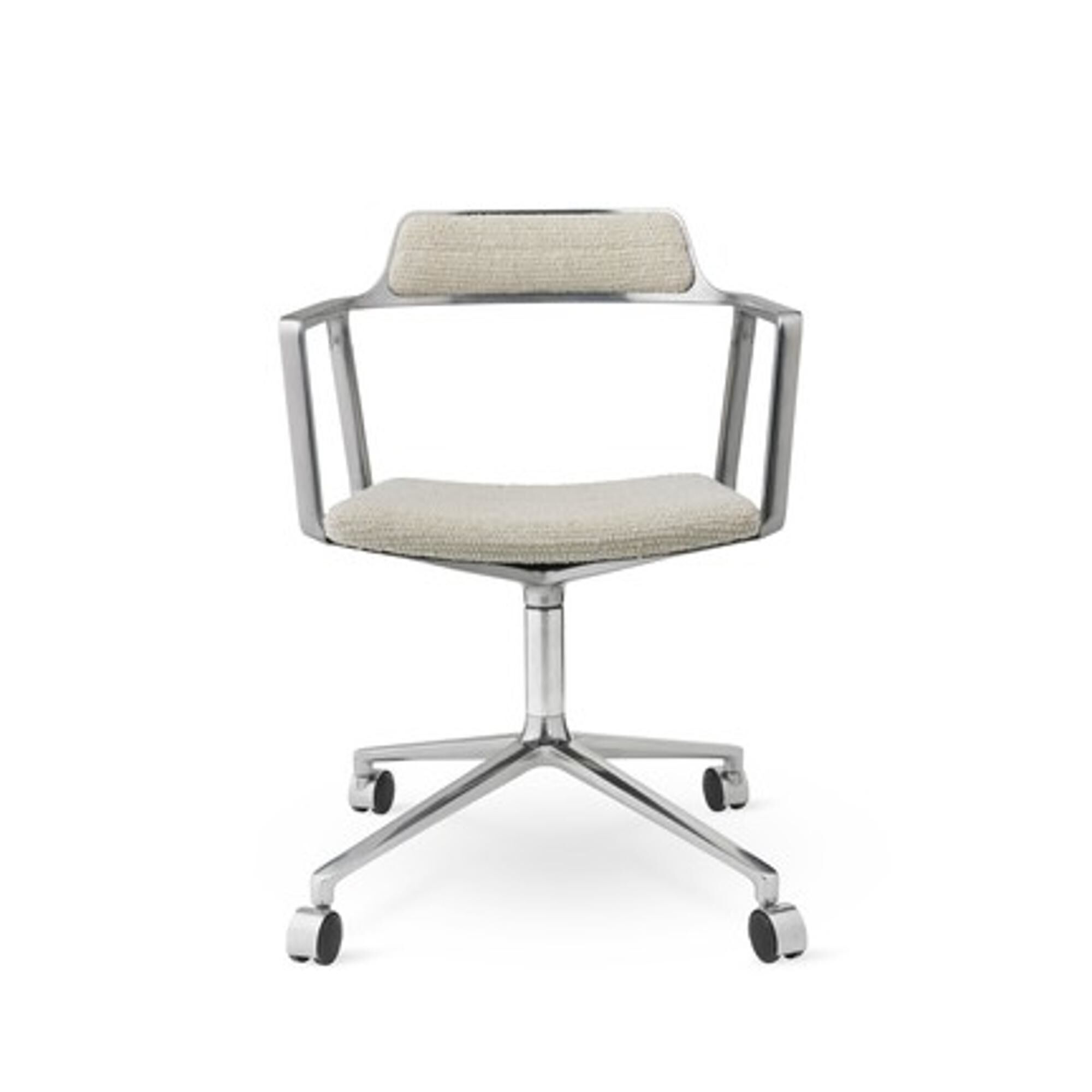 452 Svingstol med Hjul Aluminium/ Bølgete Off White/ Lysegrå
