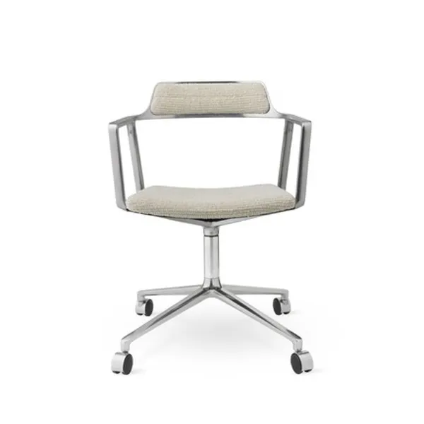 452 Swivel Swivel Chair With Wheels Aluminum/Wavy Off White/ Light Gray