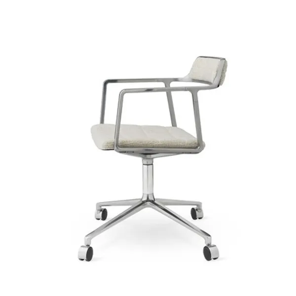 452 Swivel Swivel Chair With Wheels Aluminum/Wavy Off White/ Light Gray