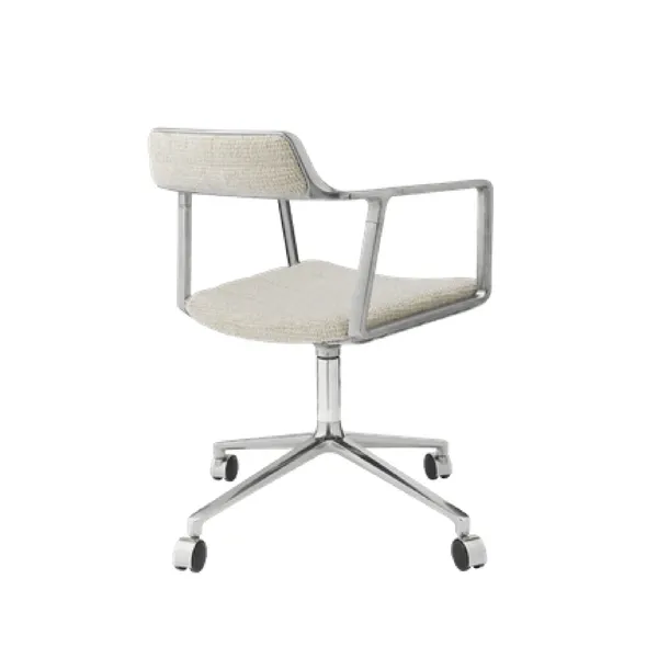 452 Swivel Swivel Chair With Wheels Aluminum/Wavy Off White/ Light Gray
